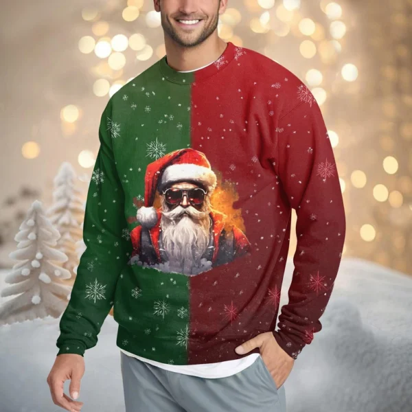 Men's Casual Fashion Comfortable Christmas Printed Round Neck Pullover - Image 49
