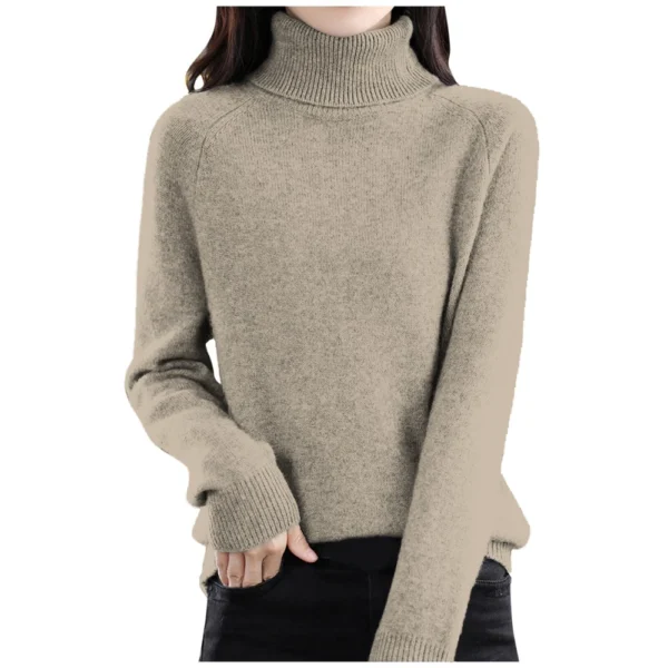Women's Fashion Wool Long-Sleeved Sweater With Shoulder Insert Solid Color - Image 20