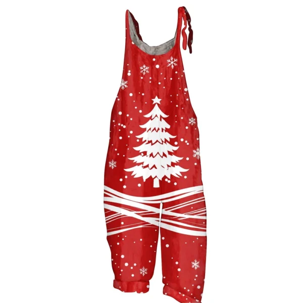 Women's Vintage Loose Christmas Casual Shoulder Strap Jumpsuit Print - Image 10