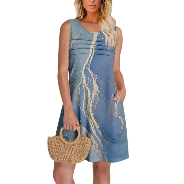 Womens Summer Dresses Loose  Sleeveless Sundresses Dress With Pockets - Image 5