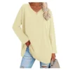 Women's shirt loose collar solid color women's top - Image 39