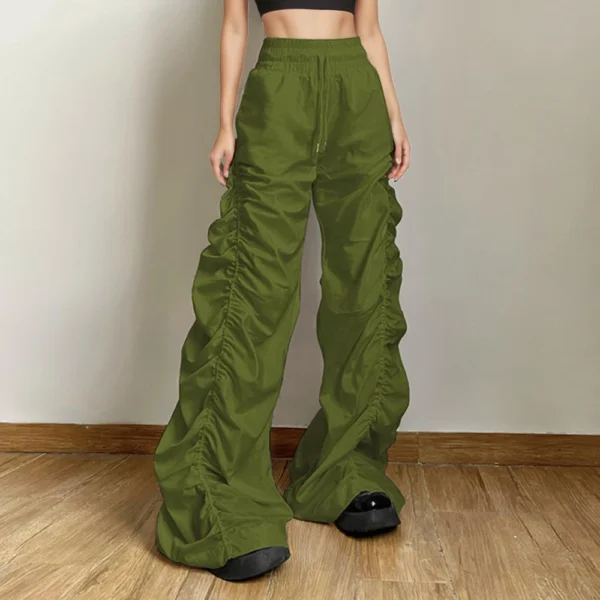 Women's Solid Color Baggy High-waisted Hip Lift Pleated Baggy Lace-up Casual - Image 16