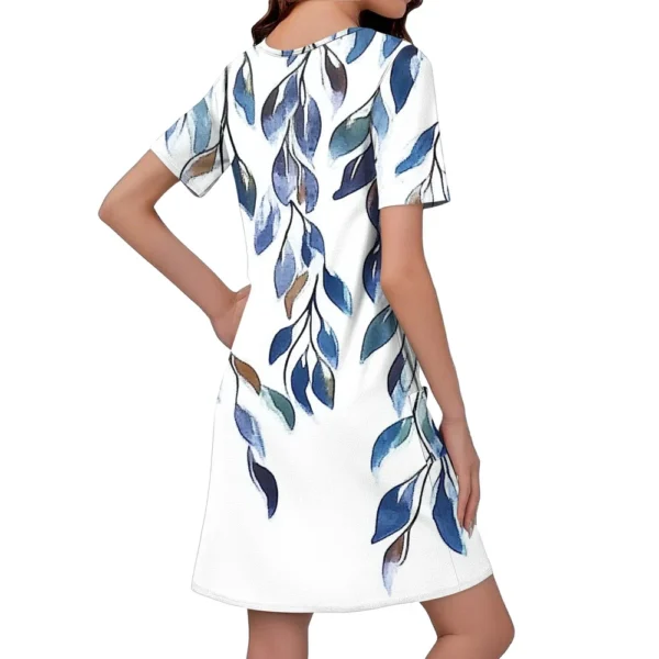 Women's Casual And Fashionable V-neck Short Sleeve Printing Mid Length Dress - Image 12