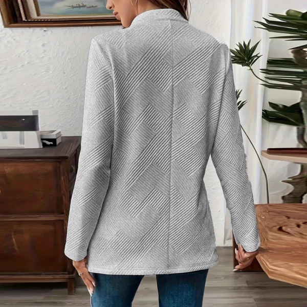 Women's Solid Color Medium Long Casual Cardigan Knitted With Loose Sweater Coat - Image 7