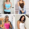 Womens Cami Adjustable Strap Camisole With Built in Padded Bra Vest Tank Tops - Image 6
