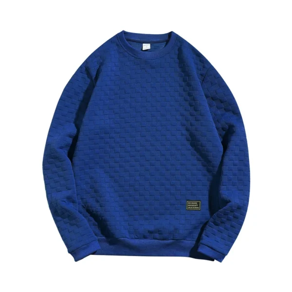 Fall And Winter Men's Hoodie Heavy Plaid Loose Casual Pullover Round Neck Shirt - Image 5