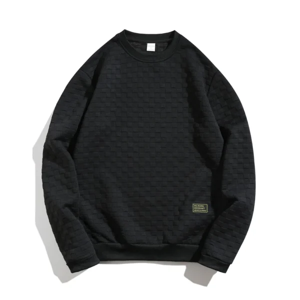Fall And Winter Men's Hoodie Heavy Plaid Loose Casual Pullover Round Neck Shirt - Image 7