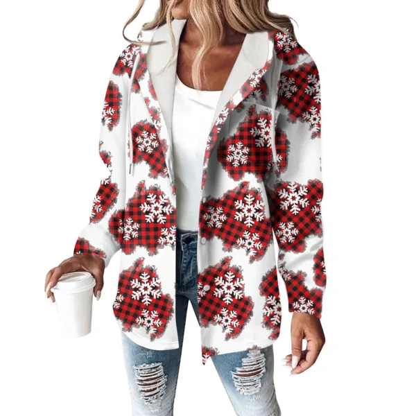 Women's Coat Casual And Fashionable Composite Thick And Warm Printed Hooded - Image 8