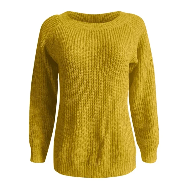 Women's Fashionable Casual Solid Color Round Neck Pullover Loose Long Sleeved - Image 12