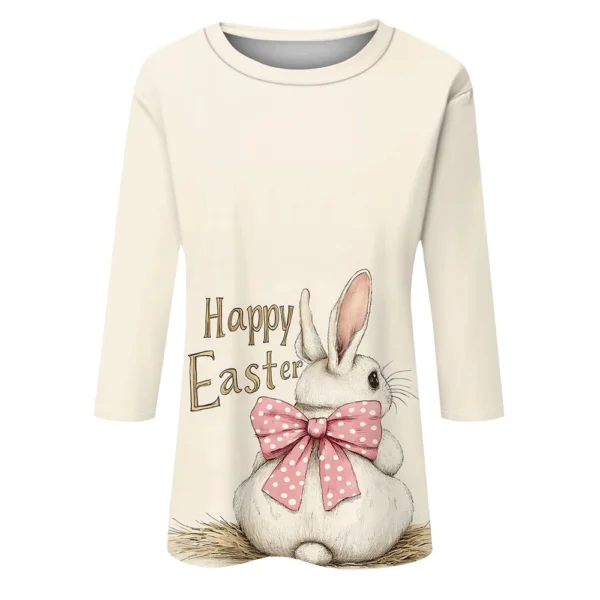 Women's Printed Basic Easter Fashion Tops Casual Plus Size 3/4 Sleeve Pullover - Image 7