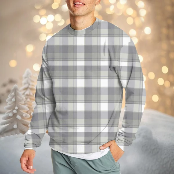Men's Casual Fashion Comfortable Plaid Round Neck Pullover Sweatshirt Sweatshirt - Image 19