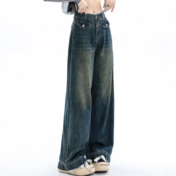 Women's Jeans Wide Leg Baggy Jeans High Waist Cargo Pants Loose Trousers - Image 5