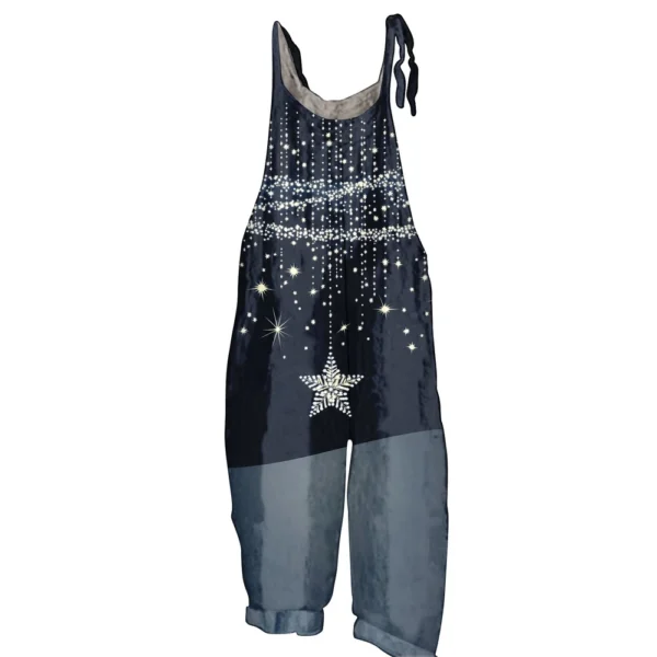 Women's Vintage Loose Christmas Casual Shoulder Strap Jumpsuit Print - Image 6