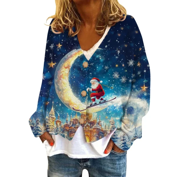 Women's Fashion Short Coat Casual Long Sleeve Printed Single Breasted Plush Top - Image 17