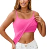 Womens Cami Adjustable Strap Camisole With Built in Padded Bra Vest Tank Tops - Image 9