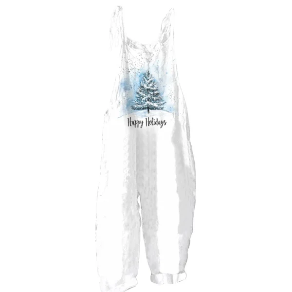 Women's Christmas Shoulder Strap Vintage Loose Casual Jumpsuit Print - Image 12