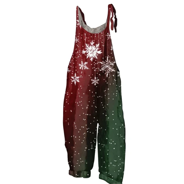 Women's Shoulder Strap Vintage Casual Print Christmas Jumpsuit Loose - Image 6