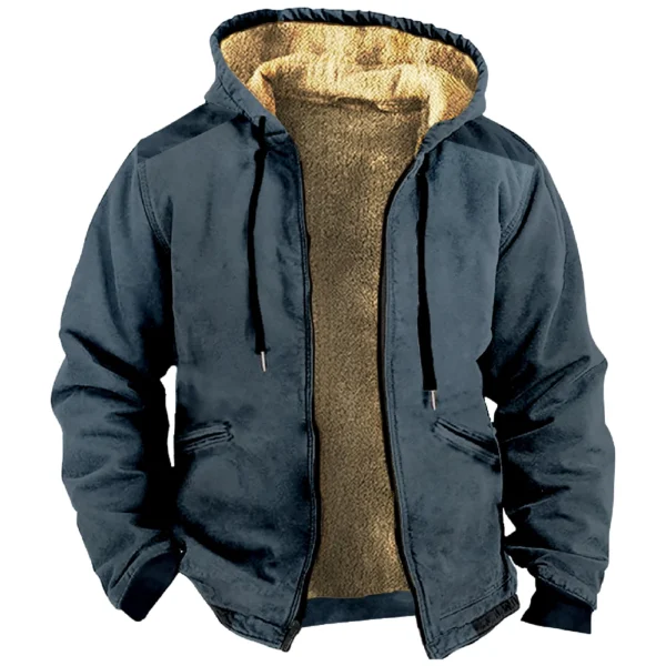 Men's Winter Print Jacket Men's Casual Trend Zipper Hooded Jacket - Image 13