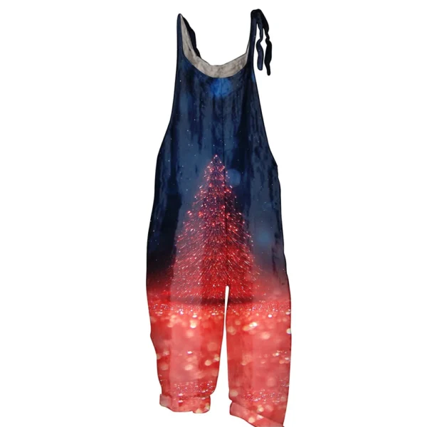 Women's Vintage Loose Christmas Casual Shoulder Strap Jumpsuit Print - Image 5