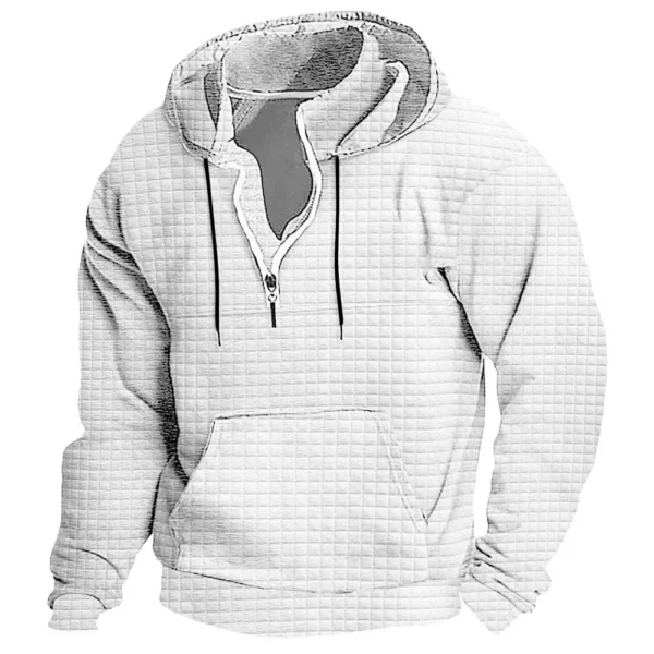 Men's Fashion Checkered Stand-up Collar Zipper Hooded Sweatshirt - Image 35