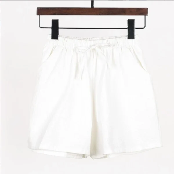 Women's Solid Color Linen Cotton Hemp Casual Sports Casual Shorts Pants - Image 3