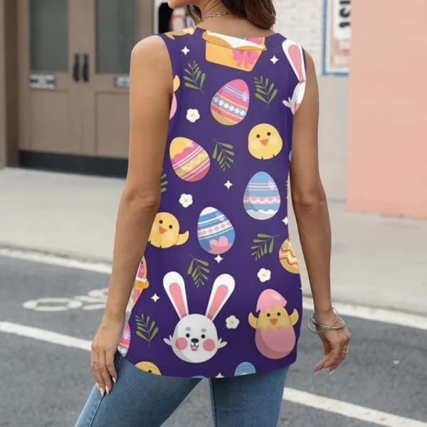 Women's Sleeveless Easter Print Vest Blouse - Image 7
