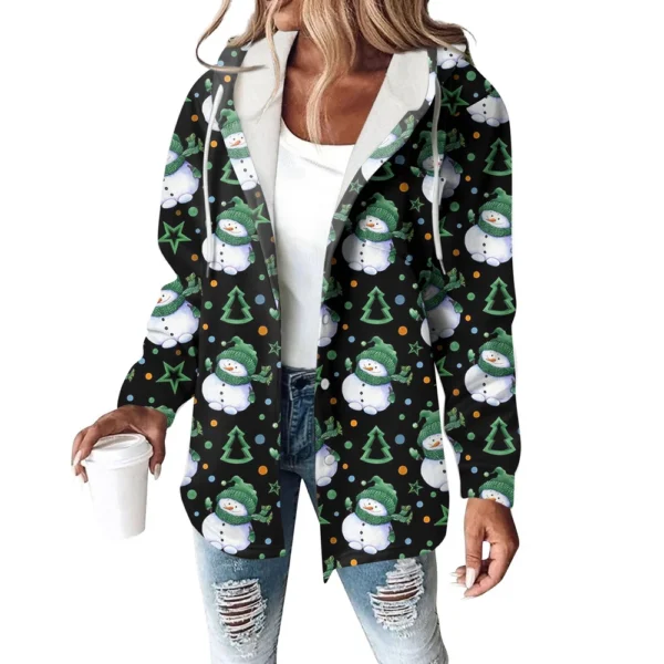 Women's Coat Casual And Fashionable Composite Thick And Warm Printed Hooded - Image 20