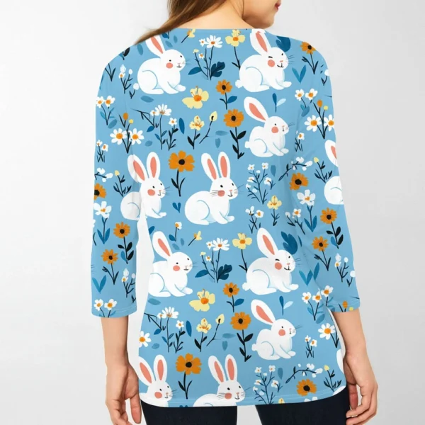 Women's Printed Tops Plus Size Casual Easter Basic Fashion 3/4 Sleeve Pullover - Image 10