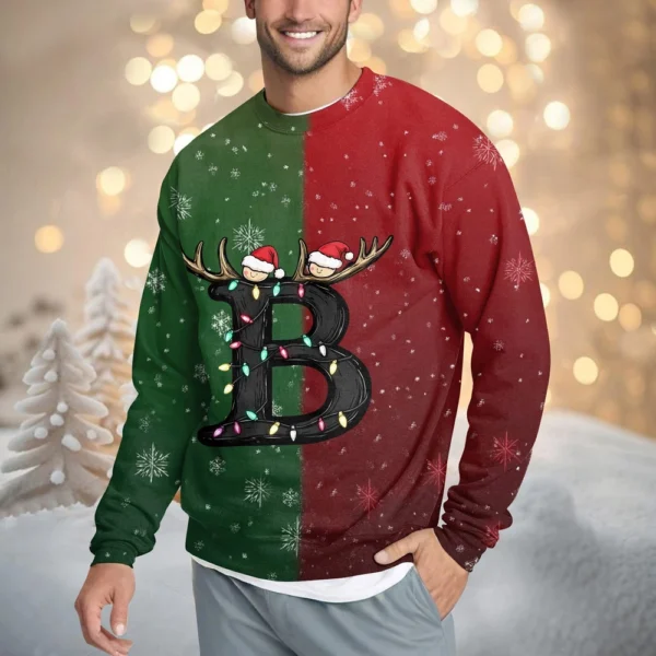 Men's Casual Fashion Comfortable Christmas Printed Round Neck Pullover - Image 25