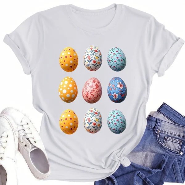 Women's Short Sleeved Casual Daily Round Neck Printed Fashion Loose T-Shirt - Image 7