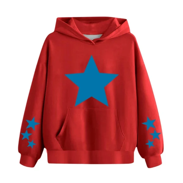 Women's Fashionable Loose Fitting Hooded Pullover, Long Sleeved Sportswear, - Image 35
