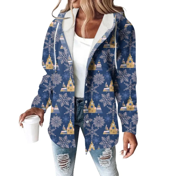 Women's Coat Casual And Fashionable Composite Thick And Warm Printed Hooded - Image 6