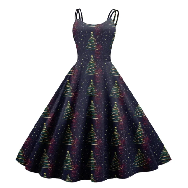 Women's Punk Christmas Strapless Gothic Cocktail Printed Fashion Dress Sexy - Image 25