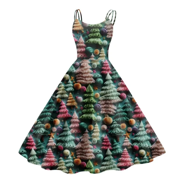 Women's Printed Strapless Gothic Cocktail Punk Sexy Fashion Dress Christmas - Image 32