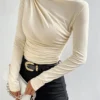 Women's Solid Color Slim Long Sleeve T-Shirt Women - Image 11