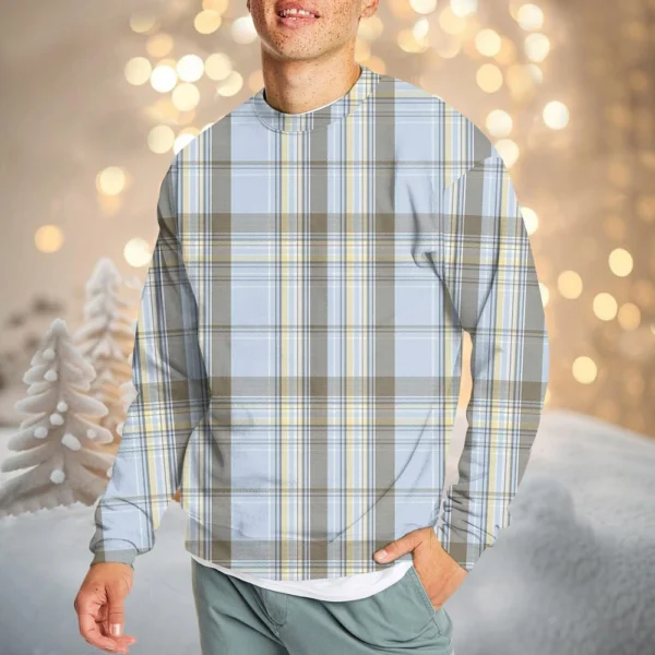 Men's Casual Fashion Comfortable Plaid Round Neck Pullover Sweatshirt Sweatshirt - Image 34