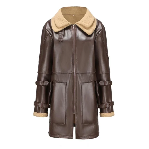 Fall And Winter Jacket Thickened Warm PU Leather Coat Men's Fleece Coat Trend - Image 12