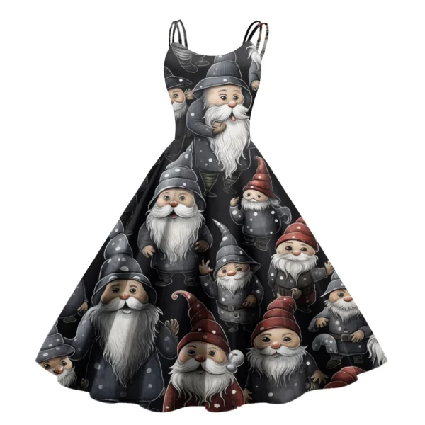 Women's Punk Strapless Printed Gothic Cocktail Sexy Fashion Dress Christmas - Image 6