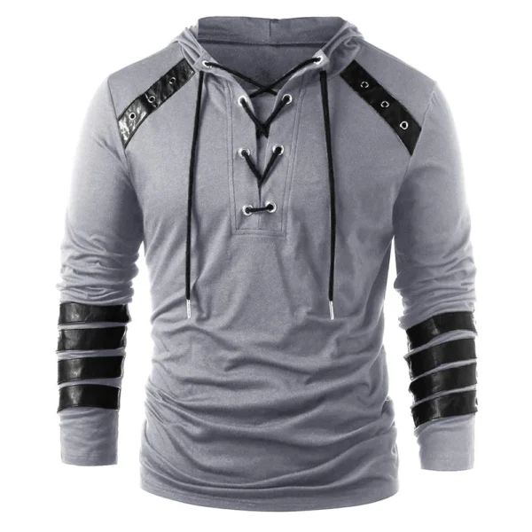 Fall And Winter Hooded Men's Leather Casual Personality Fashion Hoodie - Image 23