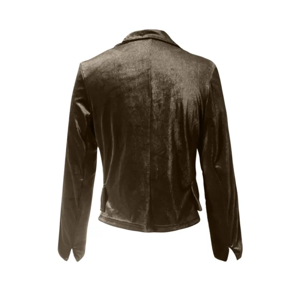 Women's Long Sleeved Lapel Solid Color Gold Velvet Loose Jacket - Image 7