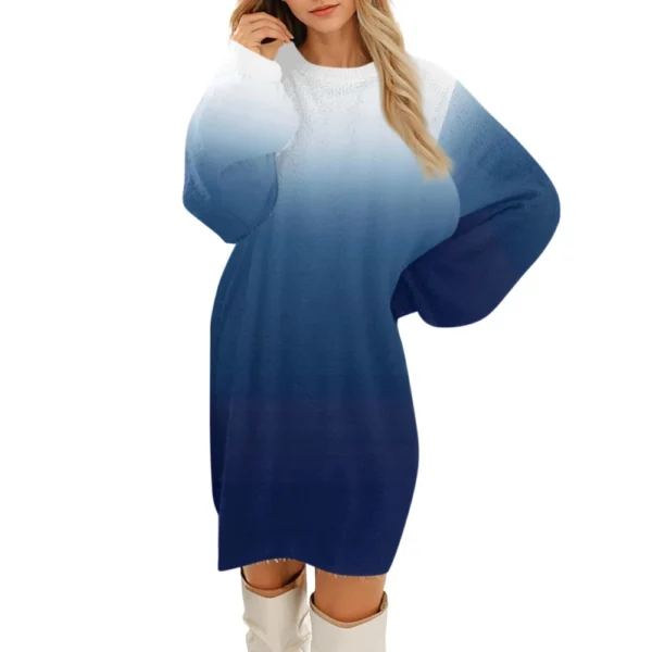 Women's Round Neck Casual Long Sleeve Plush Dresses - Image 17