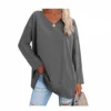 Women's shirt loose collar solid color women's top - Image 4