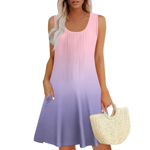 Womens Summer Dresses Loose  Sleeveless Sundresses Dress With Pockets - Image 23