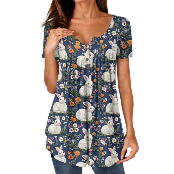 Women's Loose Round Neck Printed Fashion Short Sleeved Casual Daily T-Shirt - Image 14
