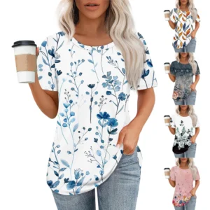 Women's Round Neck Casual Fashion Printed Daily Short Sleeved Loose T-Shirt
