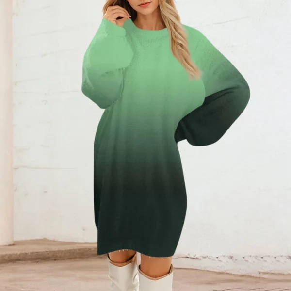 Women's Round Neck Casual Long Sleeve Plush Dresses - Image 25