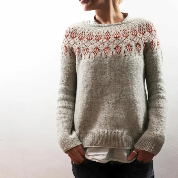 Women's Fashionable Casual Printed Round Neck Pullover Loose Long Sleeved - Image 13