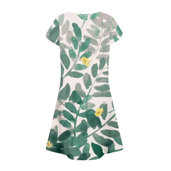 Women's Summer Casual Petal Slim Stripe Pleated Solid Color Dresses - Image 11
