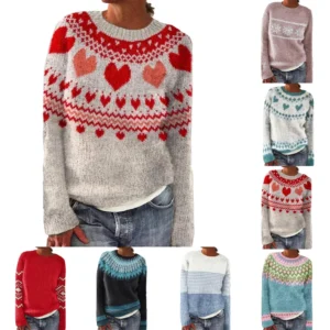 Women's Fashionable Casual Printed Round Neck Pullover Loose Long Sleeved