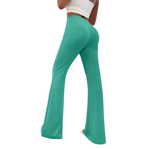 Womens Fashion Stripe Loose Solid Sweatpants Casual Trousers Bell Bottom Yoga - Image 45